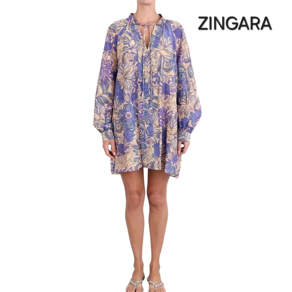 Zingara Blue Floral Swim Coverup Tunic